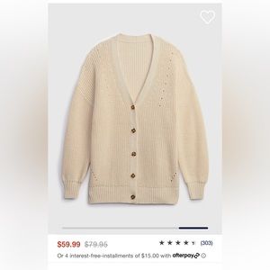 Gap Shaker Stitch Boyfriend Cardigan Sand Beige S